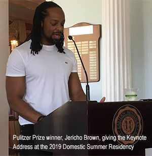 Pulitzer Prize winner, Jericho Brown, giving the Keynote Address at the 2019 Domestic Summer Residency.