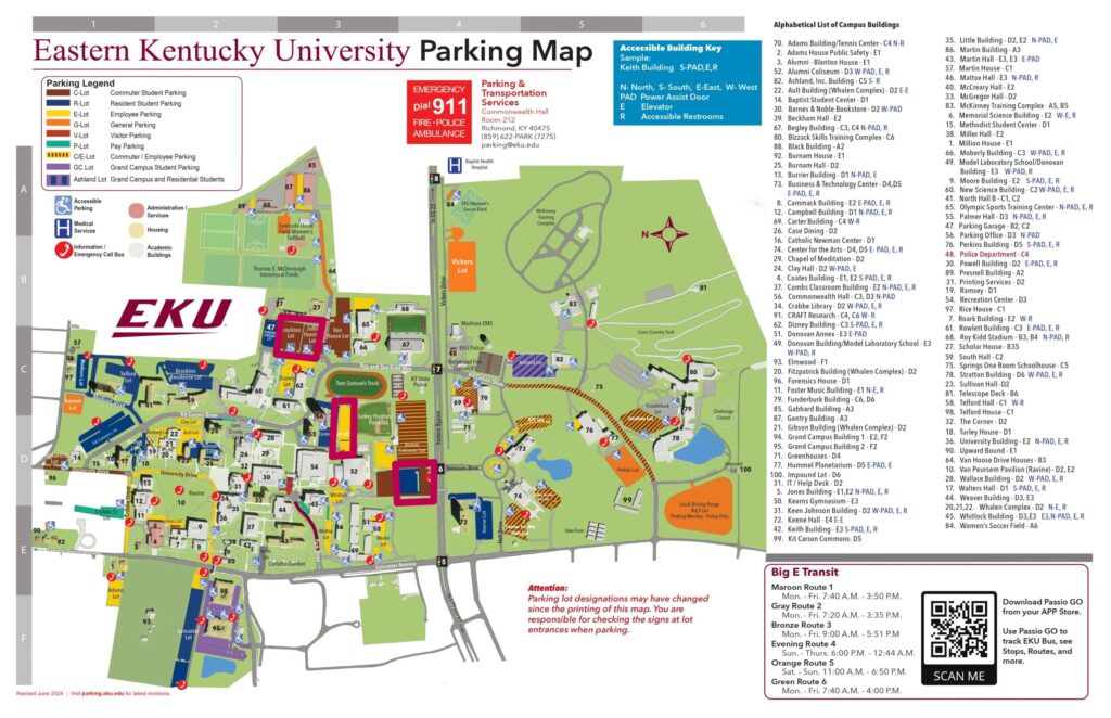 a map of parking at EKU