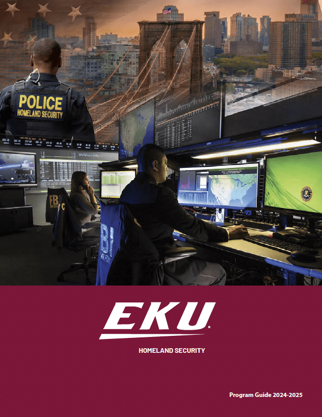 The cover of the Eastern Kentucky University Homeland Security Program Guide.