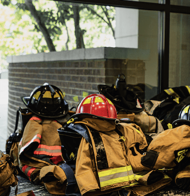 Photo of firemen turnout gear