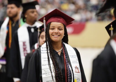 a student wears their honors designation during the commencement ceremony