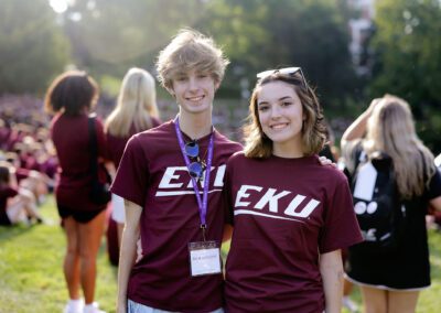 two students pose at the Big E Welcome Walk