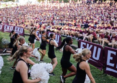 cheerleaders perform at the Big E Welcome Walk