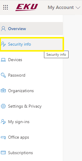 Security info selection