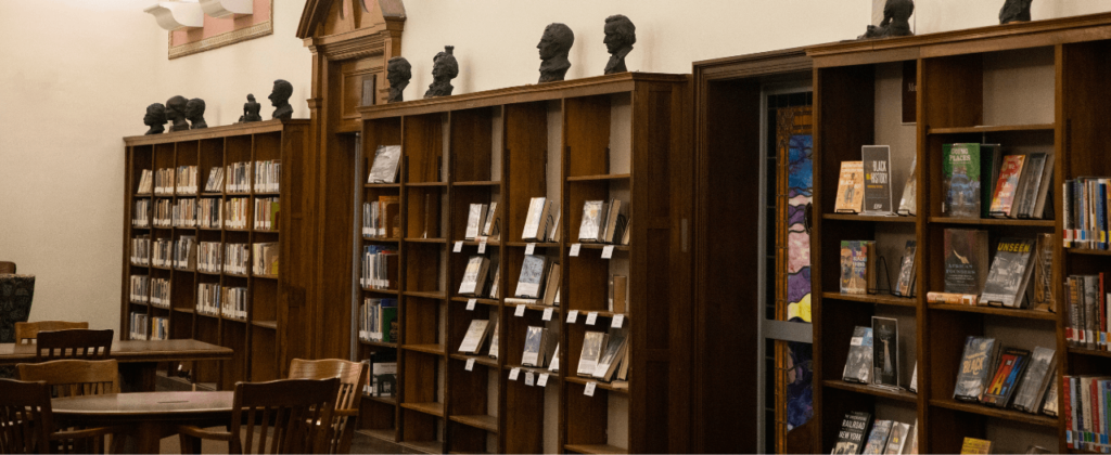 books by faculty and staff displayed on shelves in EKU Libraries