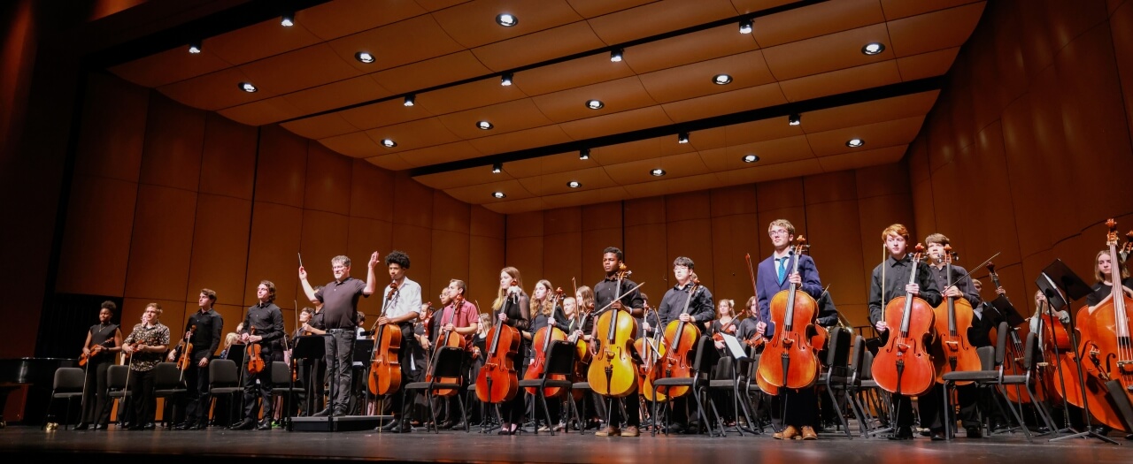 The orchestra stands at the EKU Center for the Arts Foster Grand Finale.