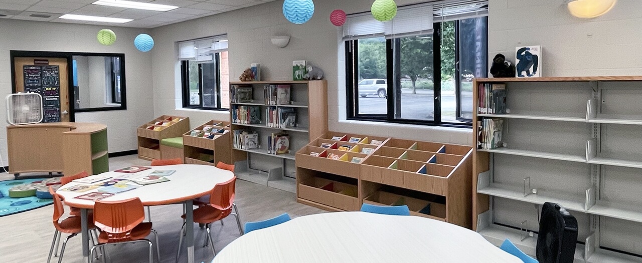 A grade school classroom that was affected by the floods in astern Kentucky