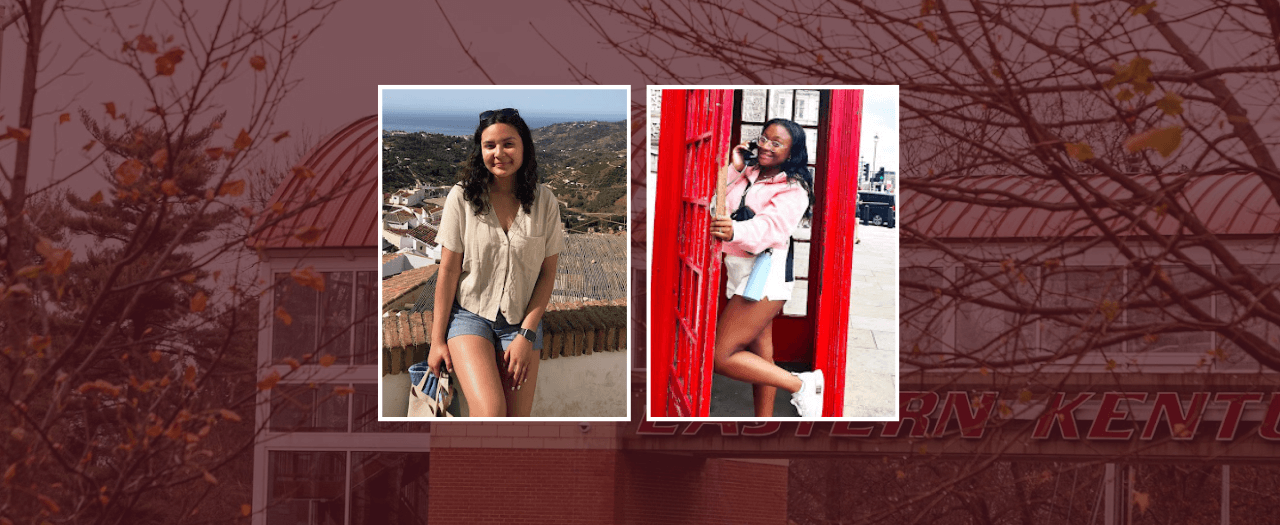 Ximena Patino and Victoria Kay, EKU students, pose in vacation photos.