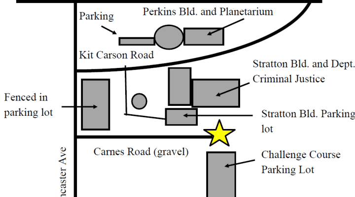 Map graphic for driving directions to EKU's Challenge Course