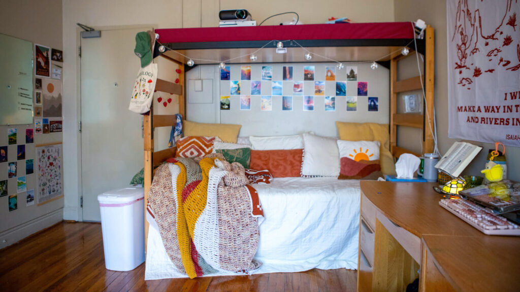 a bunk style bed in a shared room in Sullivan Hall