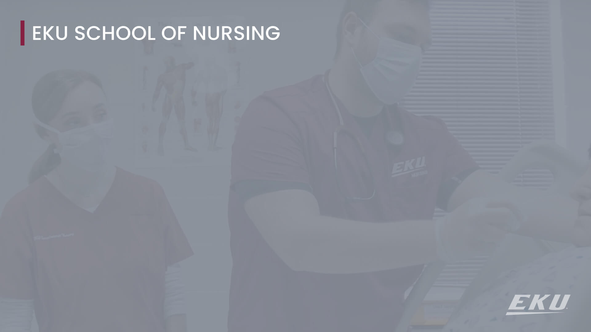 EKU nursing students examine a patient manikin in a bed