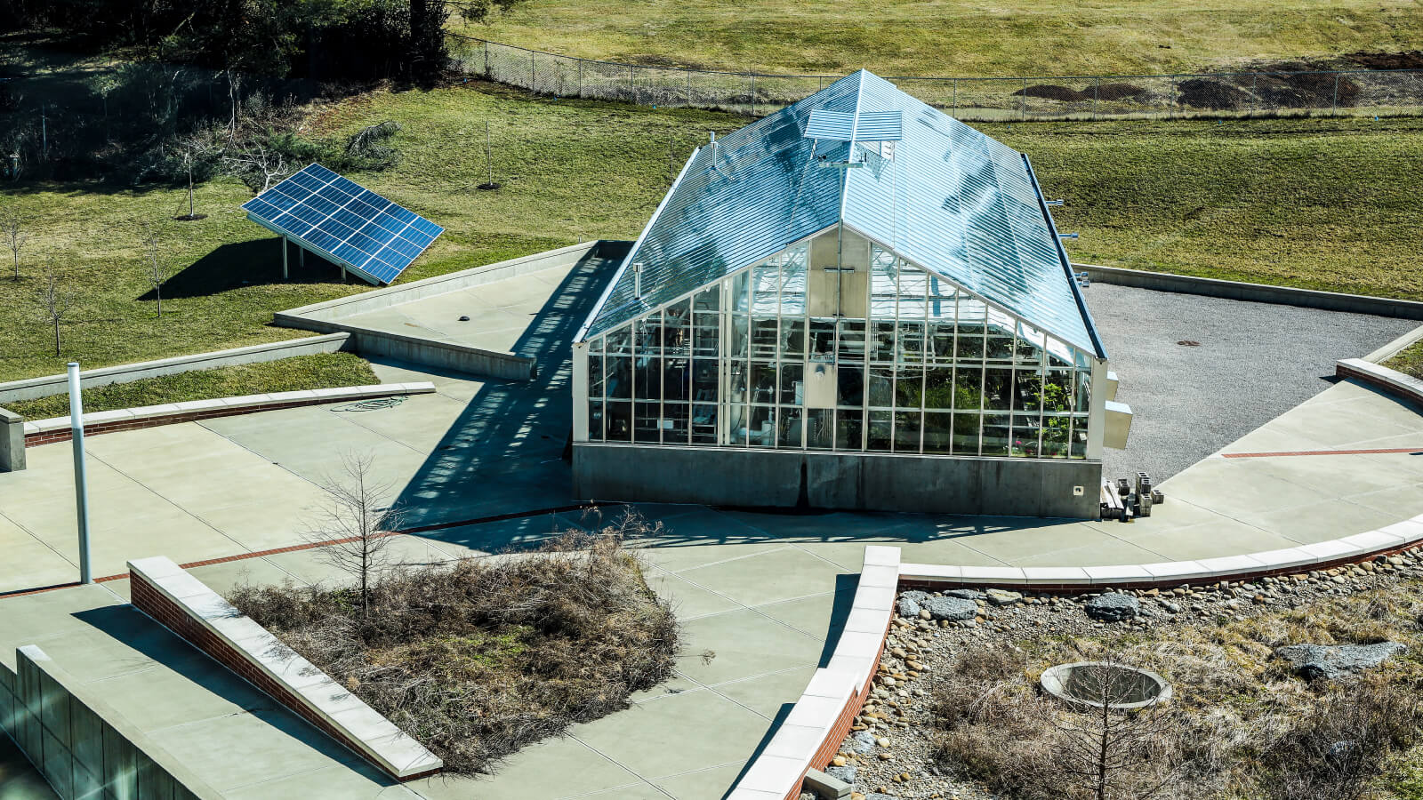 drone image of EKU's greenhouse facility